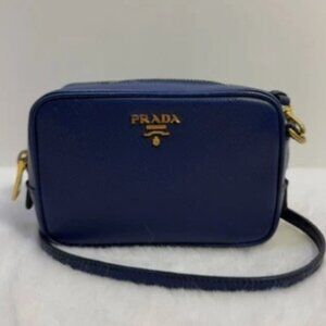 Prada Saffiano Navy Blue Leather Camera Crossbody Bag T_ZY0000177557